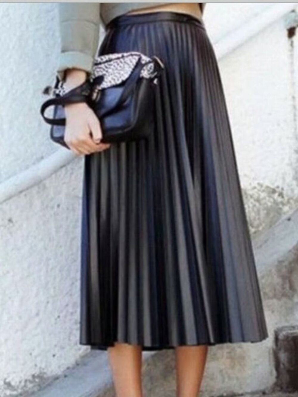 7 For All Mankind | Black Faux Leather Skirt